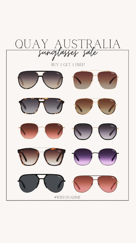But a pair of Quay sunnies and get a pair free! You won't want to miss this HUGE sale! 😎 

Quay, Quay Australia, sunglasses, aviators, brown sunglasses, black sunglasses, sunglasses sale, sunnies sale, memorial day sale, sunglasses finds, sunglasses favorites, tortoise sunglasses, pink sunglasses, purple sunglasses, summer sale, spring sale, summer finds, summer favorites, summer sunglasses, spring finds, spring favorites, spring sunglasses, sunglasses inspiration 

#LTKsalealert #LTKFind