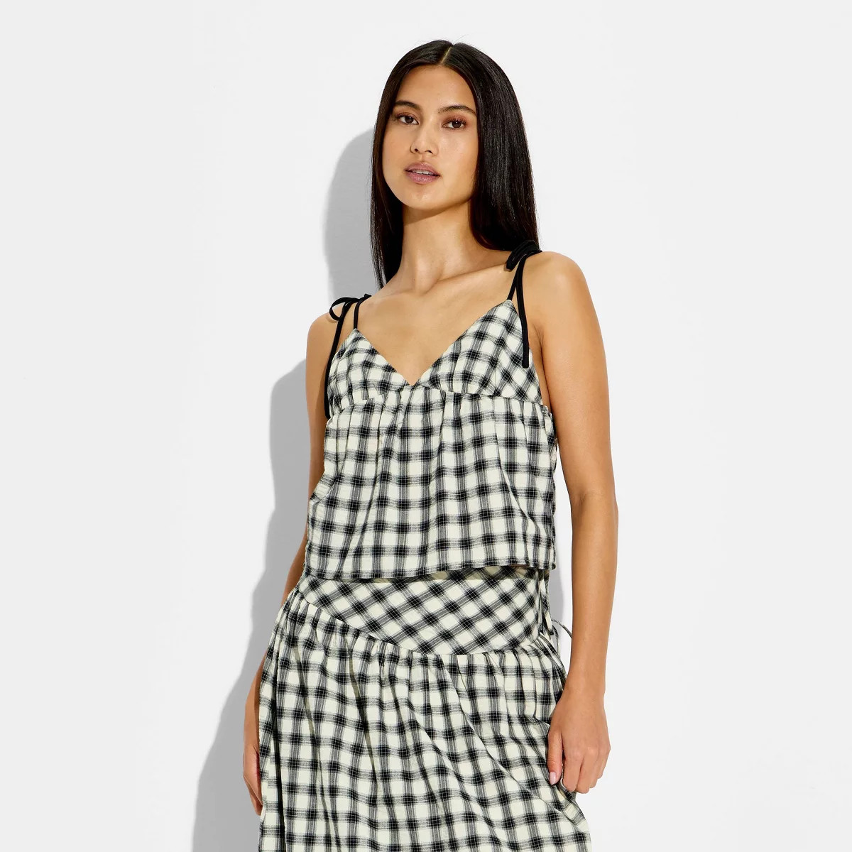 Women's Triangle Plaid Tank Top - Wild Fable\u2122 Khaki XS | Target