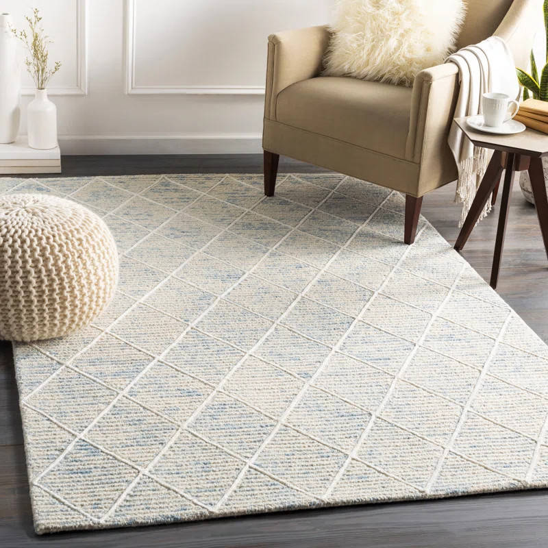 Lynden Geometric Handmade Tufted Ivory/Cream Area Rug | Wayfair North America