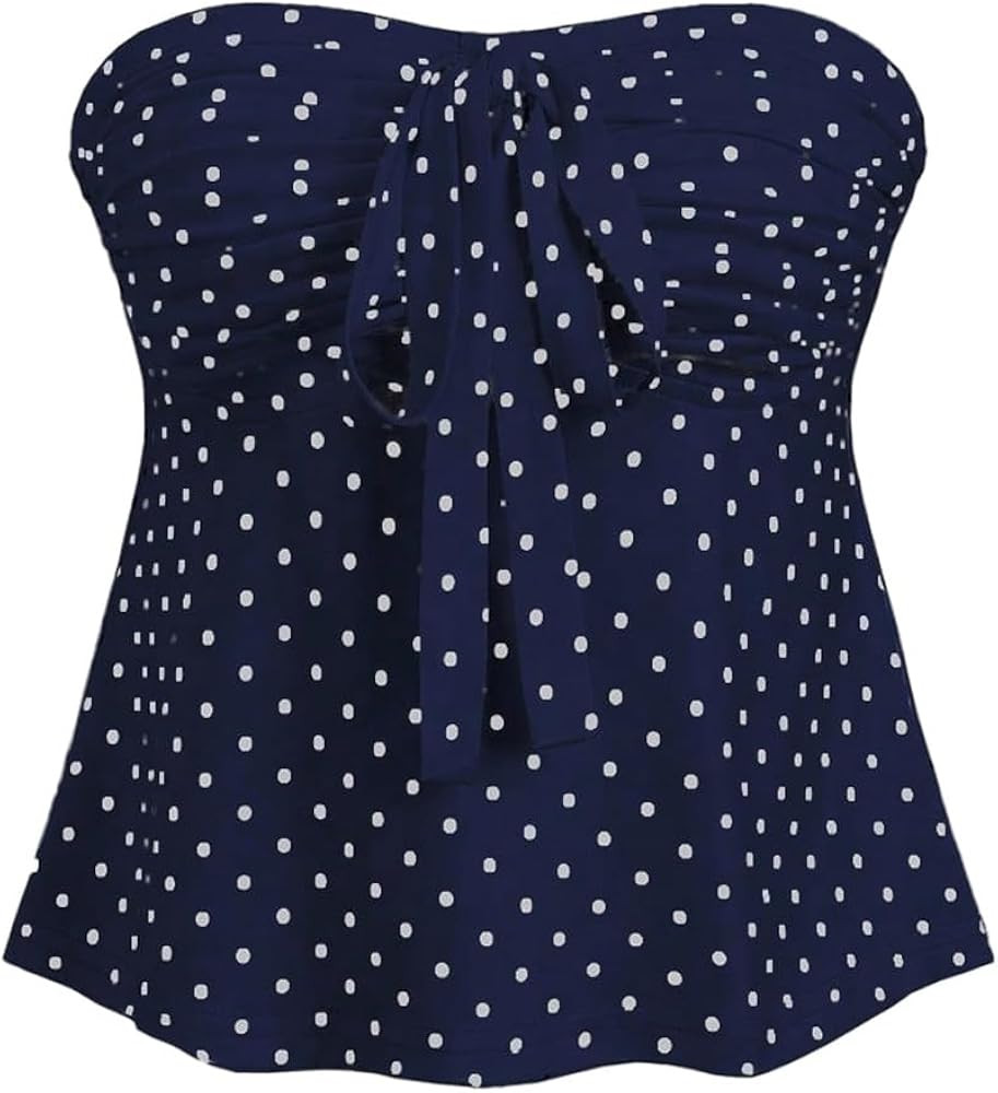 Milumia Women's Polka Dots Tube Tops Y2k Strapless Pleated Babydoll Peplum Top | Amazon (US)
