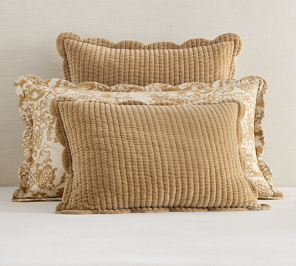 Velvet Scalloped Edge Reversible Quilted Sham | Pottery Barn (US)