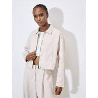 Apricot Soft Tailored Cropped Jacket - Stone | Very (UK)