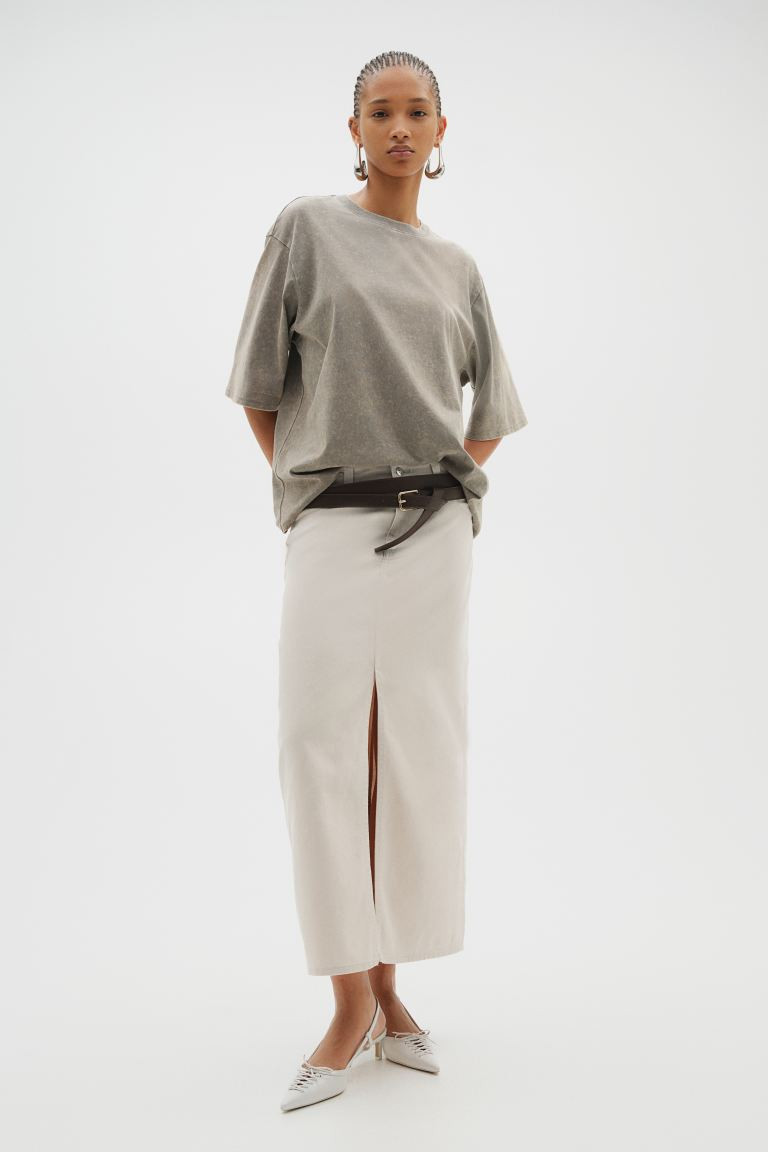 Slit-hem Twill Skirt | H&M (US + CA)