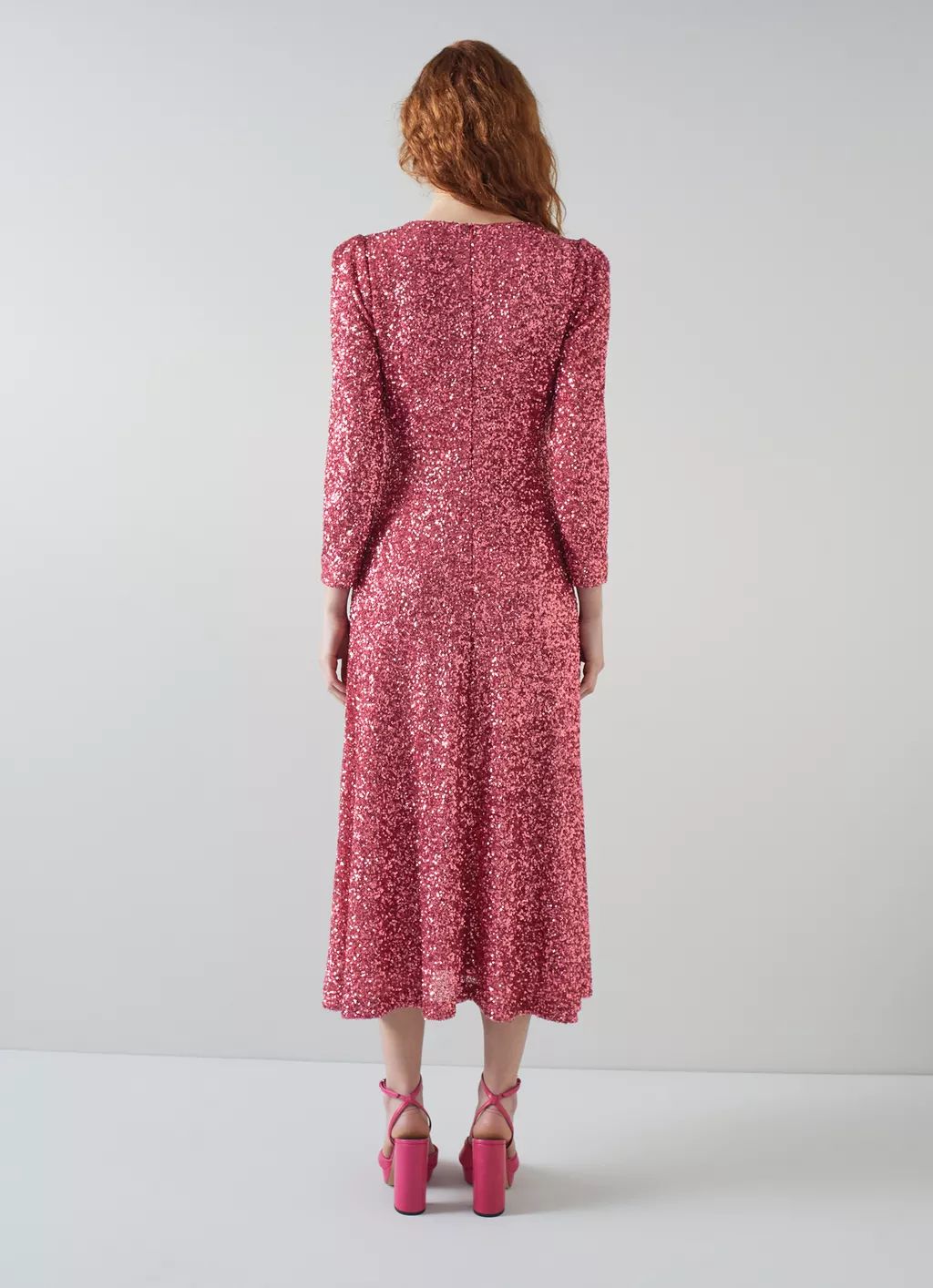 Gabrielle Pink Sequin Midi Dress | L.K. Bennett (UK)