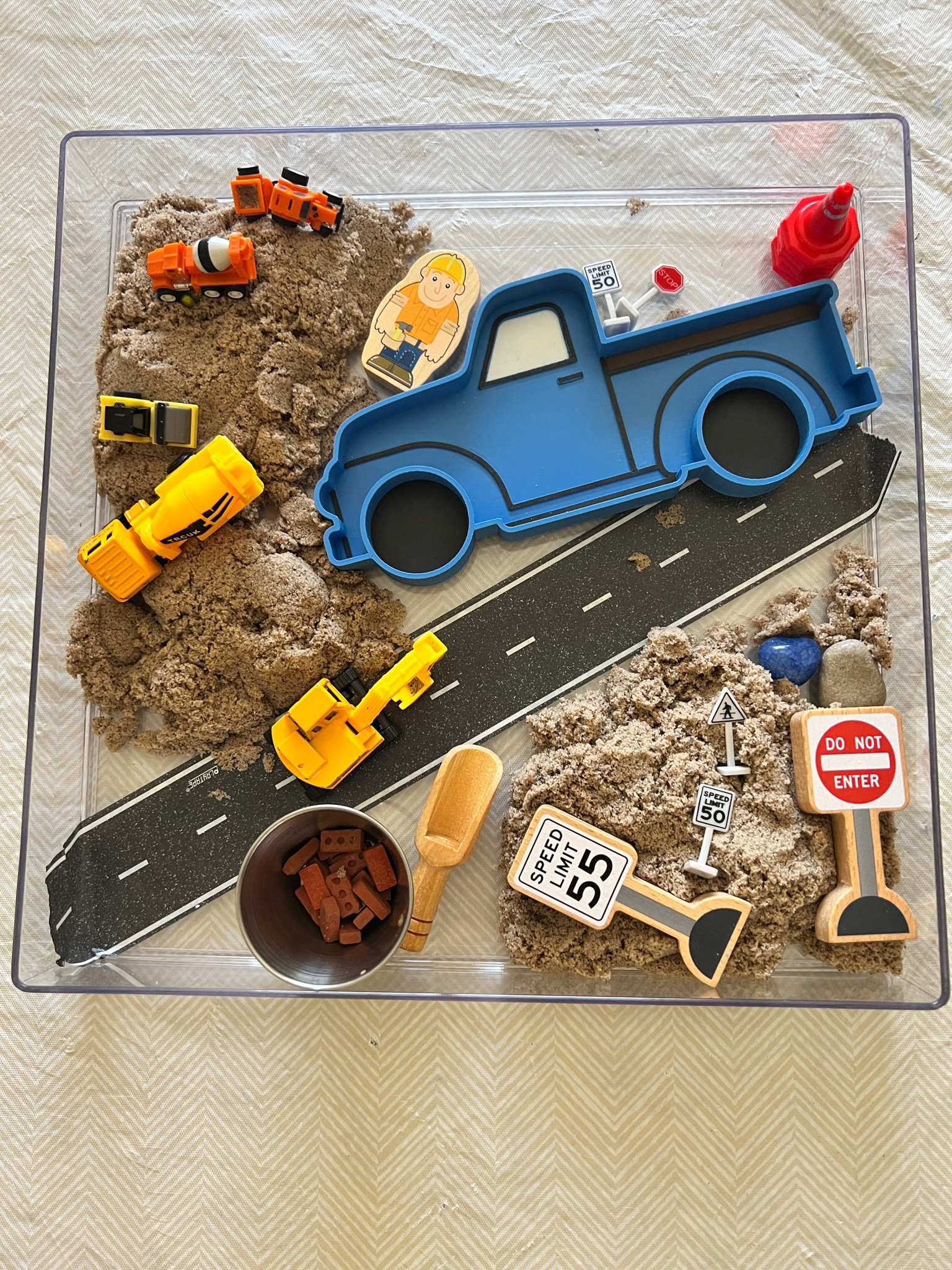 Construction sensory bin. The Little Blue Truck was purchased from The Sensory Mess. 

#LTKFamily #LTKKids