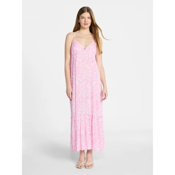 No Boundaries Sleeveless Tiered Maxi Dress, Women's XXS-XXL | Walmart (US)