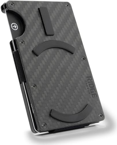 Ridge Wallets for Men Compatible with Magsafe - Slim Minimalist Compact Wallet and Card Holder, RFID Protected Front Pocket Wallets for Men with Integrated Cash Strap (Carbon Fiber 3K) | Amazon (US)