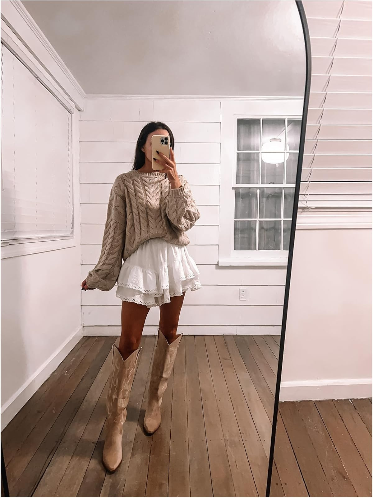 Thanksgiving / fall outfit- sweater wearing S, skirt in XS, boots true to size 

 #LTKSeasonal