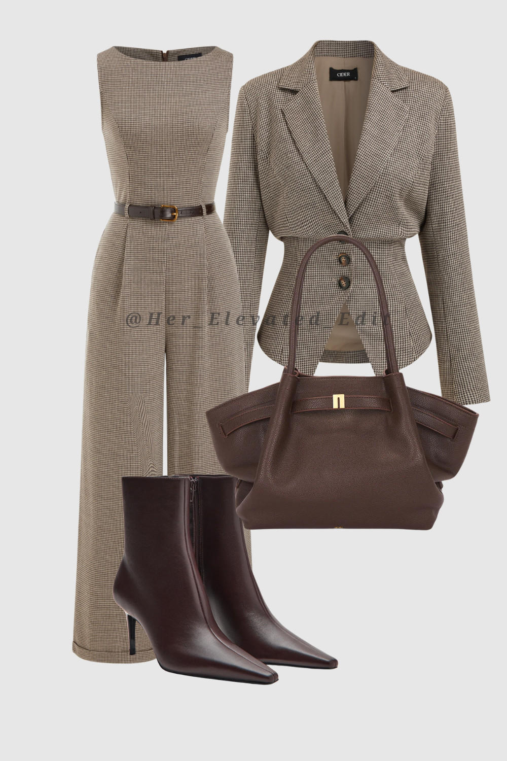 Tailored, timeless, and quietly powerful.

This neutral workwear look is built around a structured vest and matching wide-leg trousers, layered with a classic checked blazer for polish. Finished with sleek ankle boots and a structured brown tote for an elevated, professional feel.

A go-to outfit for office days, client meetings, or anywhere you want to look confident and put together without trying too hard.
Everything linked for easy styling 🤍

#LTKWorkwear #LTKOfficeStyle #LTKSeasonal 

 