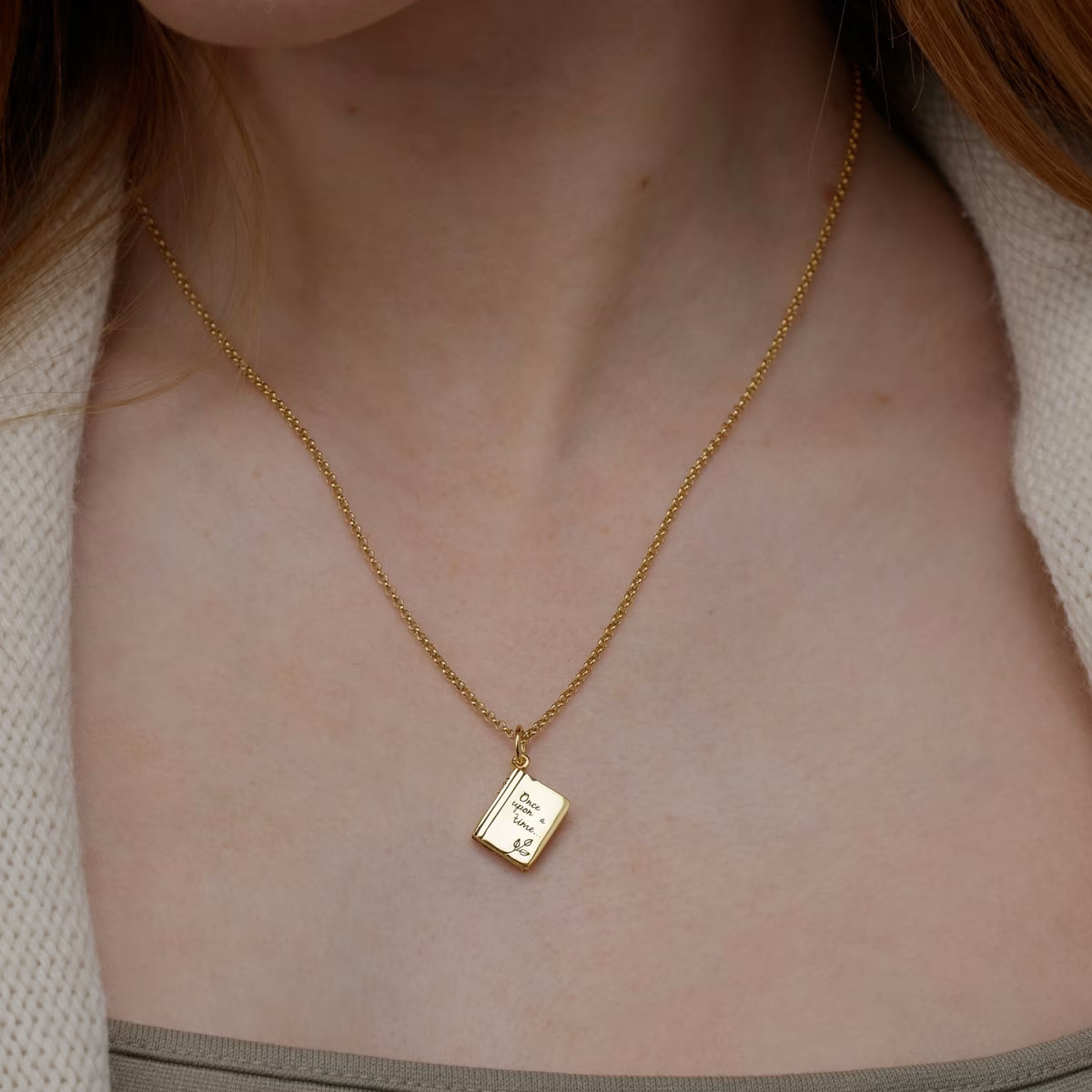 Gold Plated Story Book Charm Necklace | Wolf & Badger