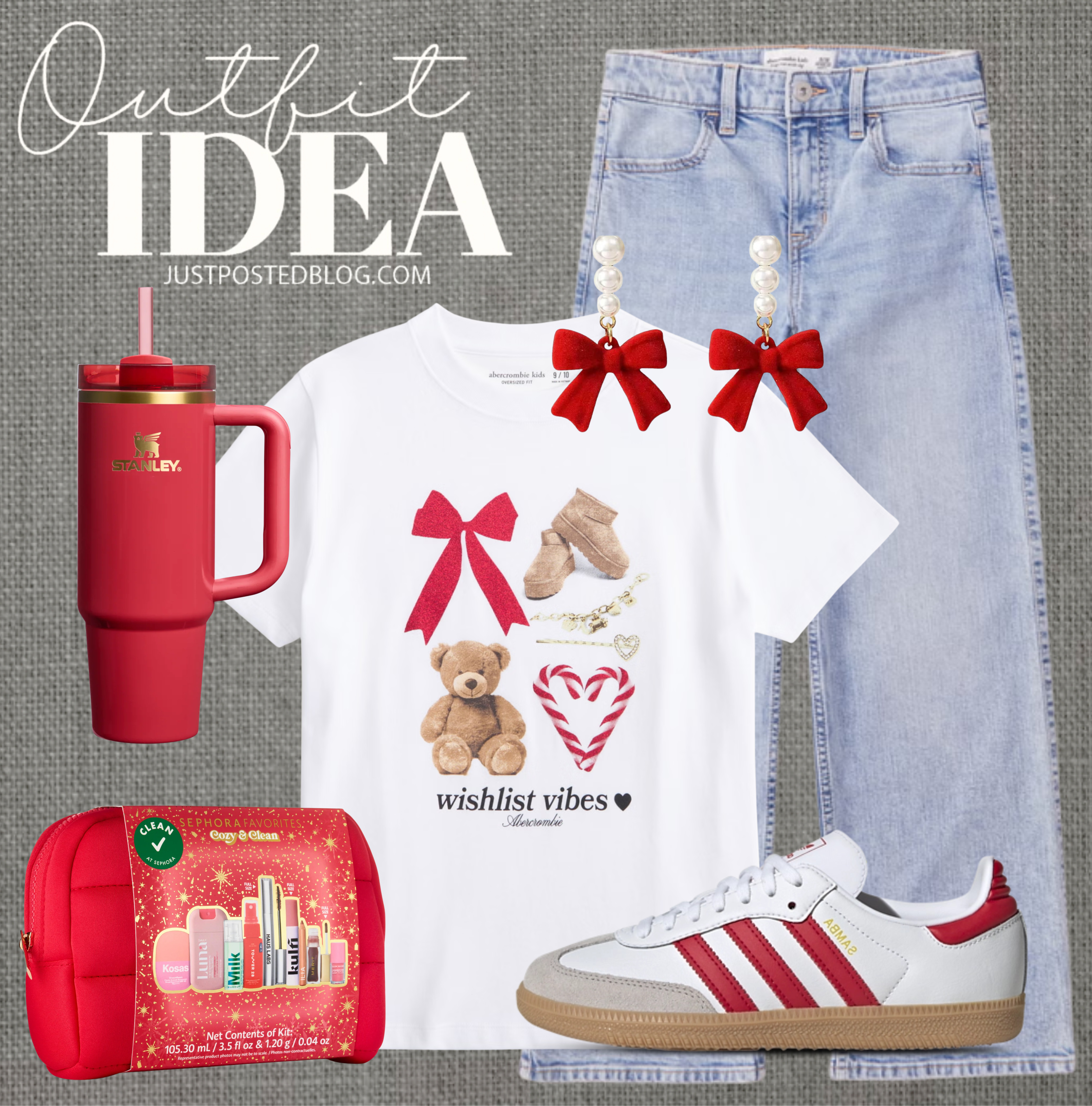 Red Christmas outfit idea for tweens and teens!!! 

 