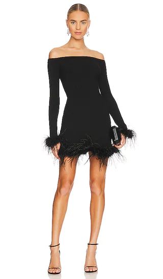 Ellerie Feather Knit Mini Dress in Black | Revolve Clothing (Global)