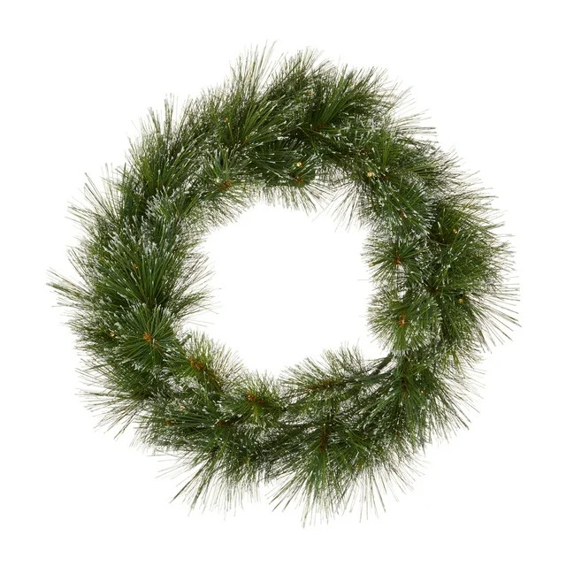 Pre-Lit Warm White LED Bristle Glittered Artificial Christmas Wreath, 24 in x 24 in, by Holiday T... | Walmart (US)