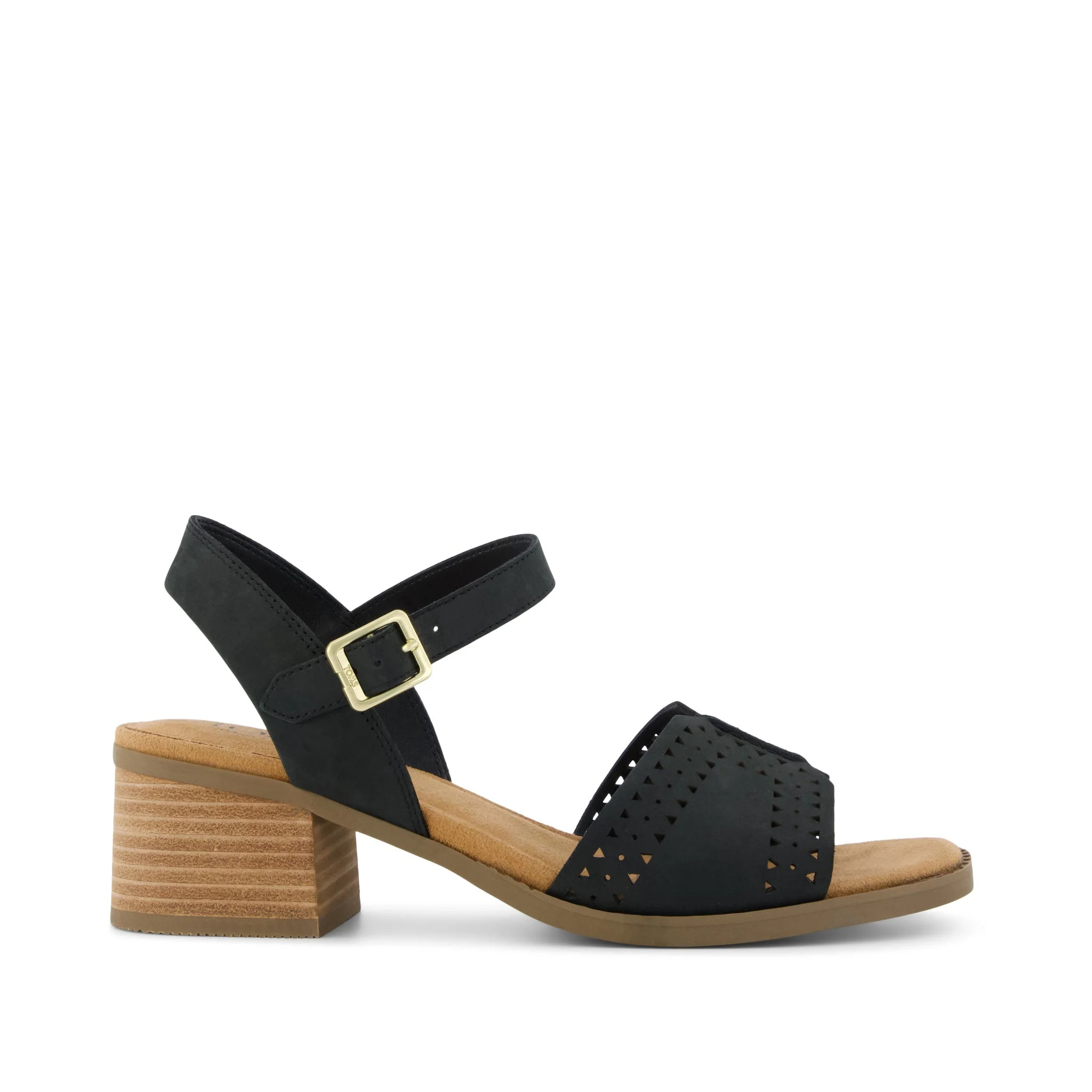 Womens Eloise Sandal Black Perforated Leather | Toms EMEA