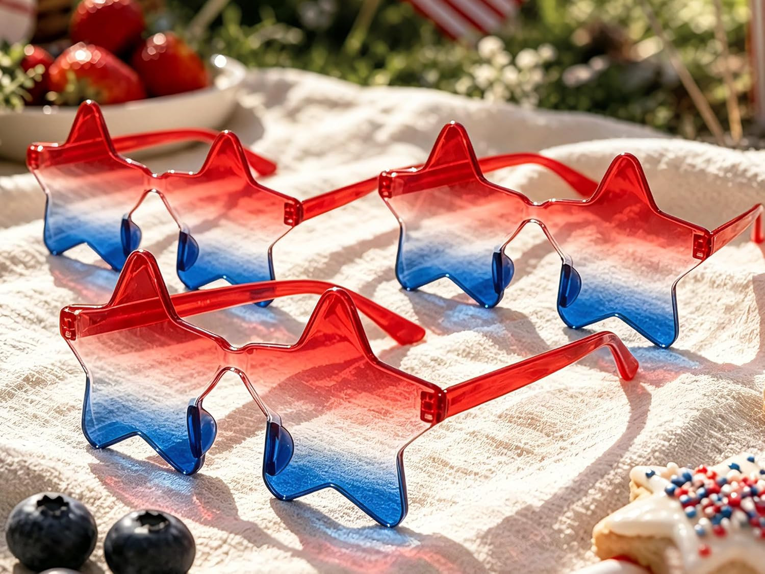 Leetous Fourth of July USA Patriotic Star Sunglasses 6 PCS, 4th of July Rimless Glasses Accessori... | Amazon (US)