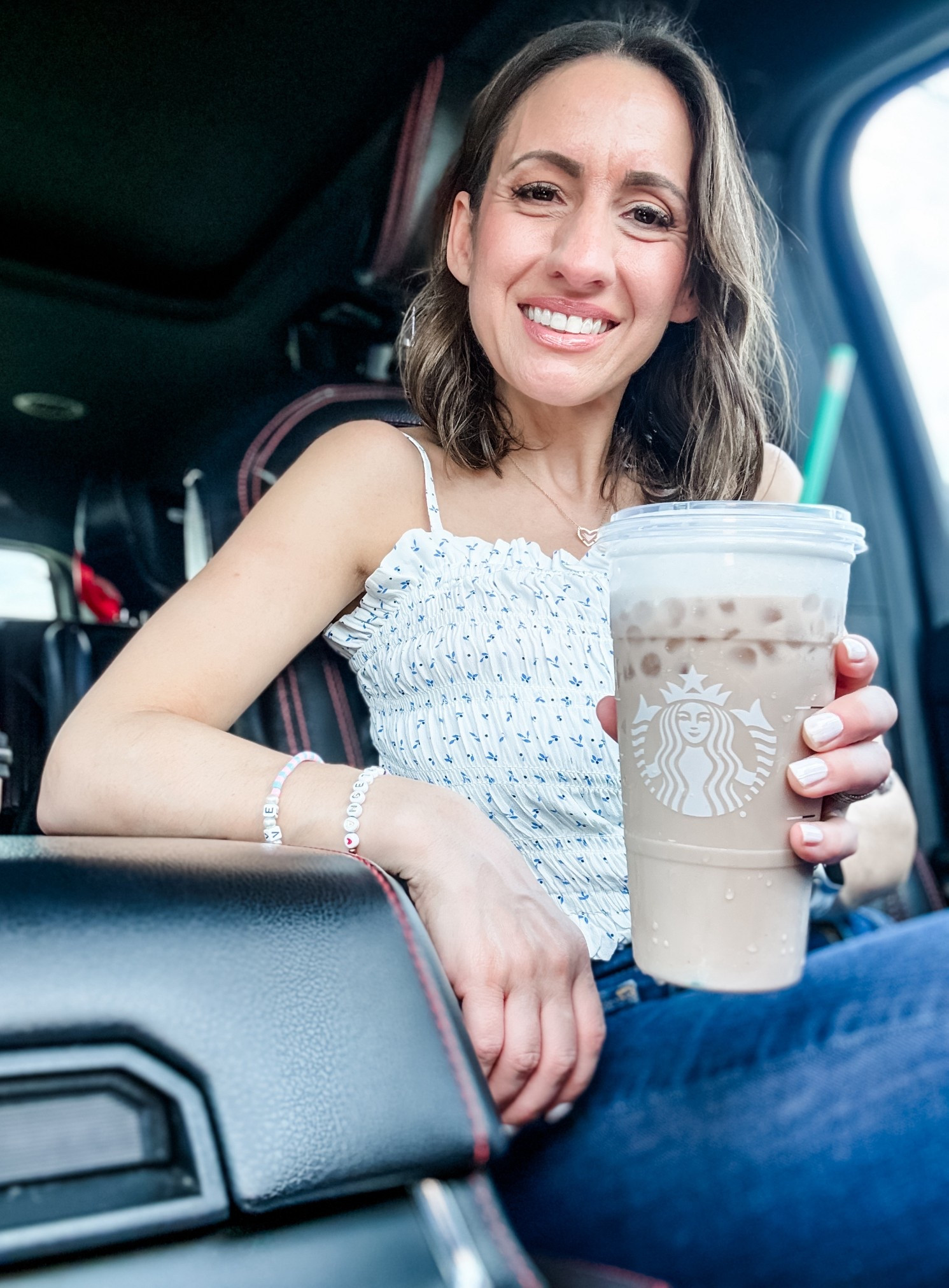 Starbucks run + the cutest spring outfit. 
Floral tank top with adjustable straps. 
Runs true to size. I’m wearing an xsmall. 
Jeans are Levi’s 501’s. They run true to size. If you’re under 5’1 you’ll need to have them hemmed. Love the fit. 
Petite style 
Petite outfit 
Spring top

#LTKOver40 #LTKSeasonal #LTKPetite
