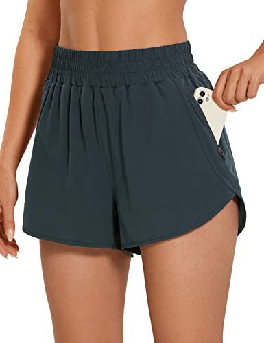 CRZ YOGA Women's High Waisted Running Shorts Mesh Liner - 3'' Dolphin Quick Dry Athletic Gym Trac... | Amazon (US)