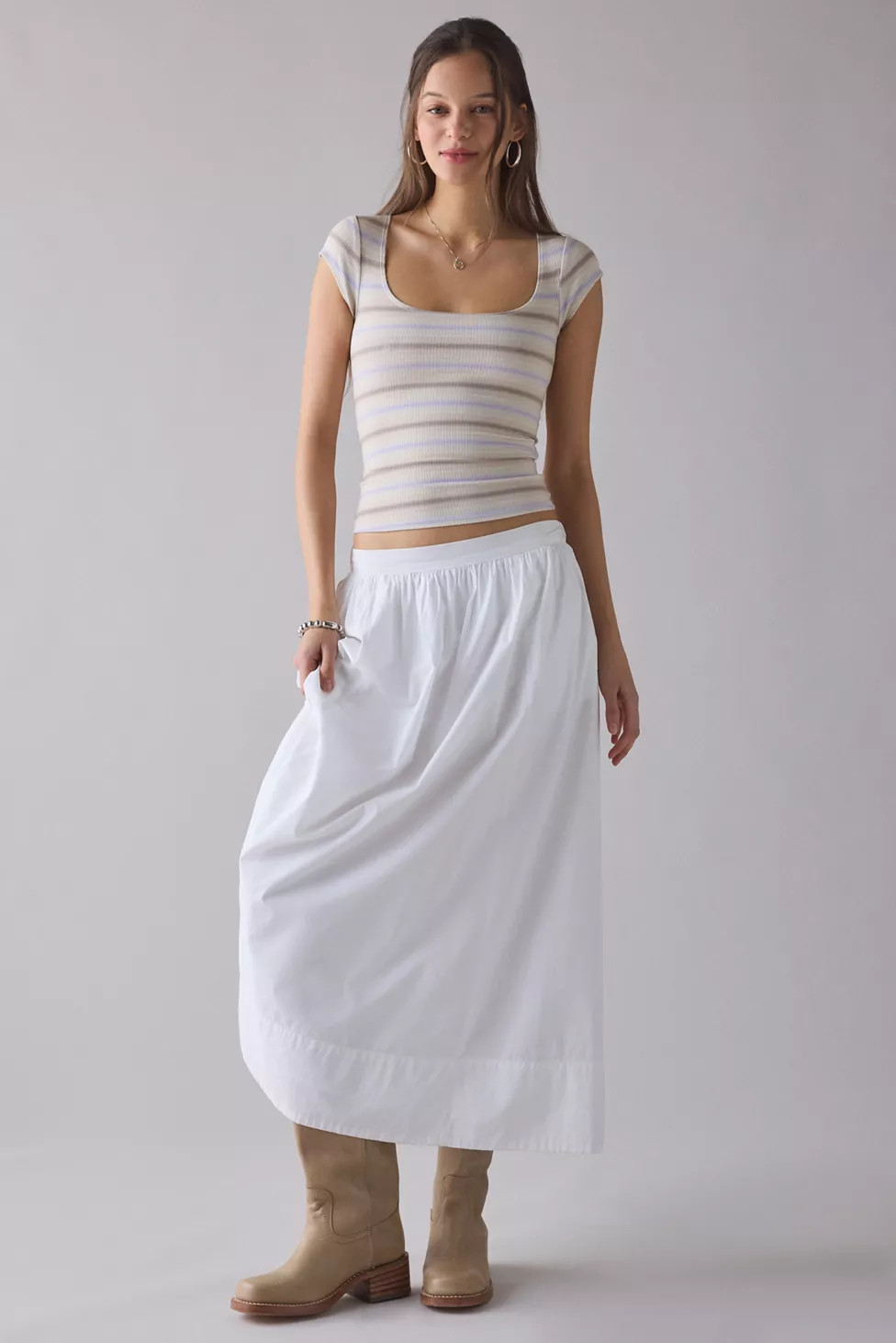 BDG Drew Cap Sleeve Square Neck Cropped Tee | Urban Outfitters (US and RoW)