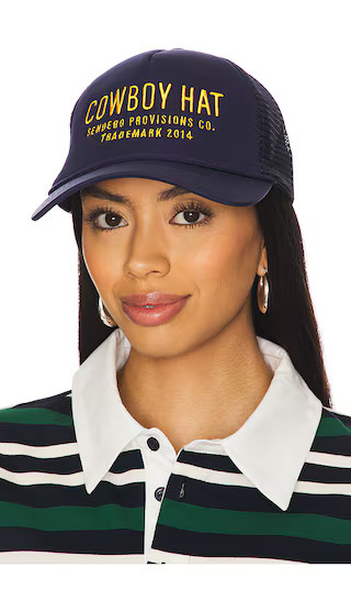 Cowboy Hat Trucker in Navy & Gold | Revolve Clothing (Global)