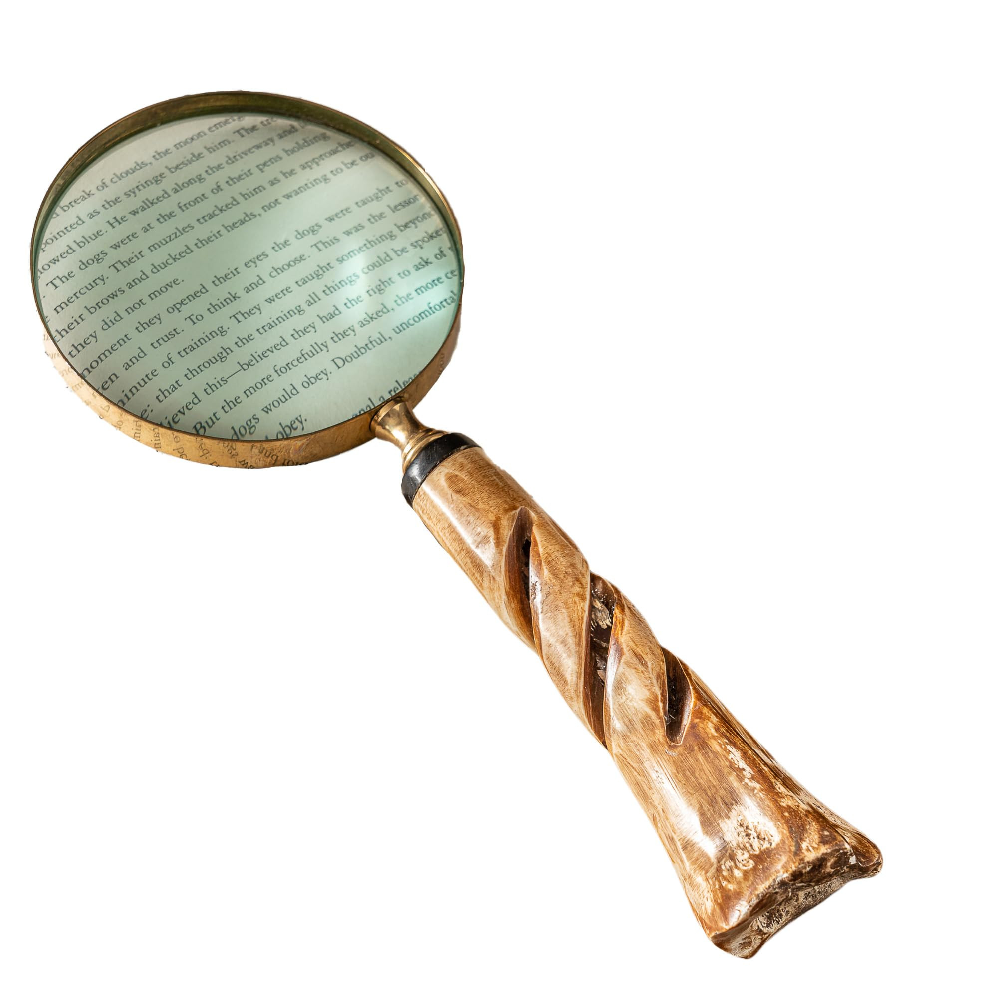 India Handicrafts 20324 Natural Bone Swirl Design Handle Brown 10 Inch Magnifying Hand-Held Readi... | Amazon (US)
