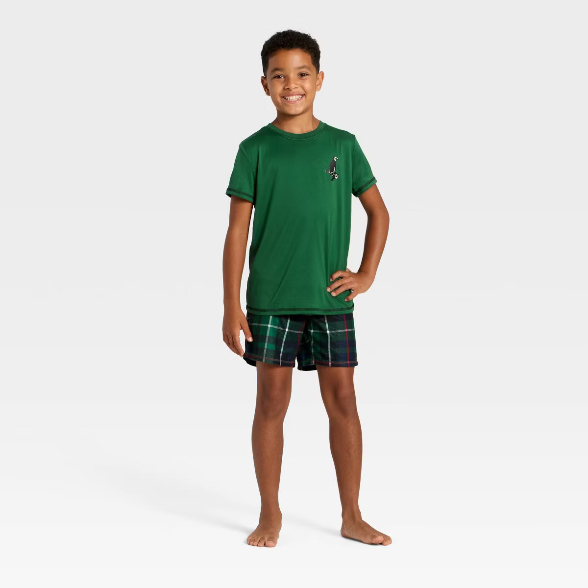 Boys' 2pc Plaid Short Sleeve Holiday Pajama Set - Cat & Jack™ Green | Target