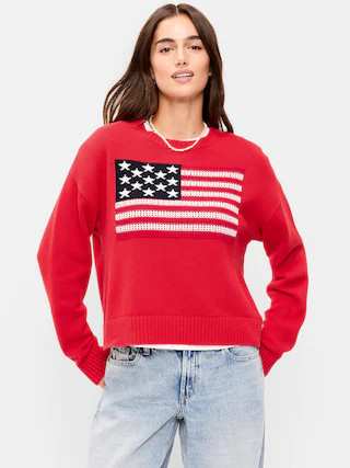 Seaside Cotton Long-Sleeve Flag Sweater | Old Navy (US)