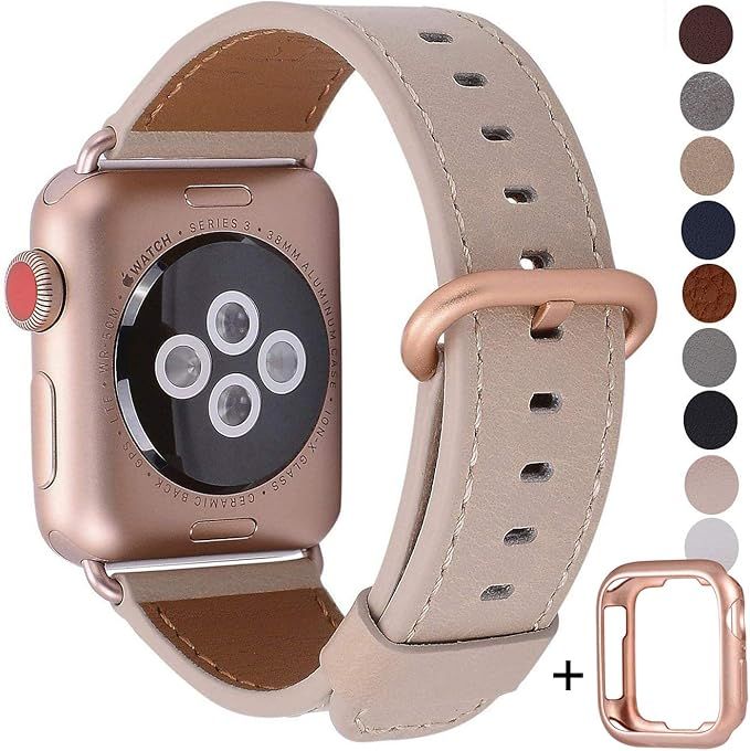 JSGJMY Leather Band Compatible with Apple Watch 38mm 40mm 42mm 44mm Women Men Strap for iWatch SE... | Amazon (US)