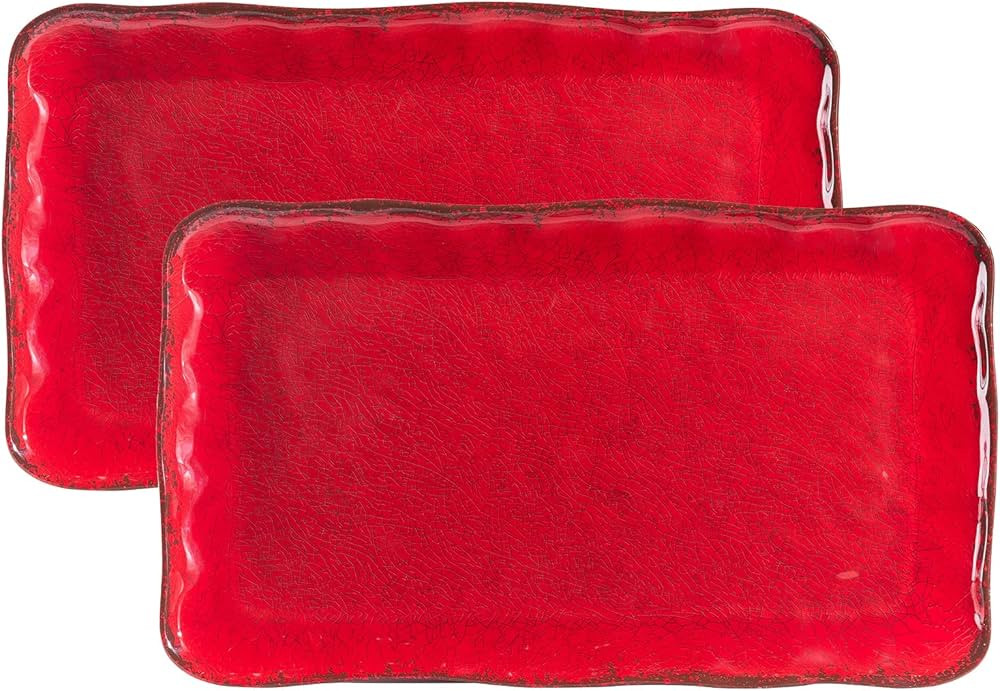 LEHAHA Christmas Melamine Platters for Serving Food, Colored Serving Trays, 17.5 x 10 Rectangular... | Amazon (US)