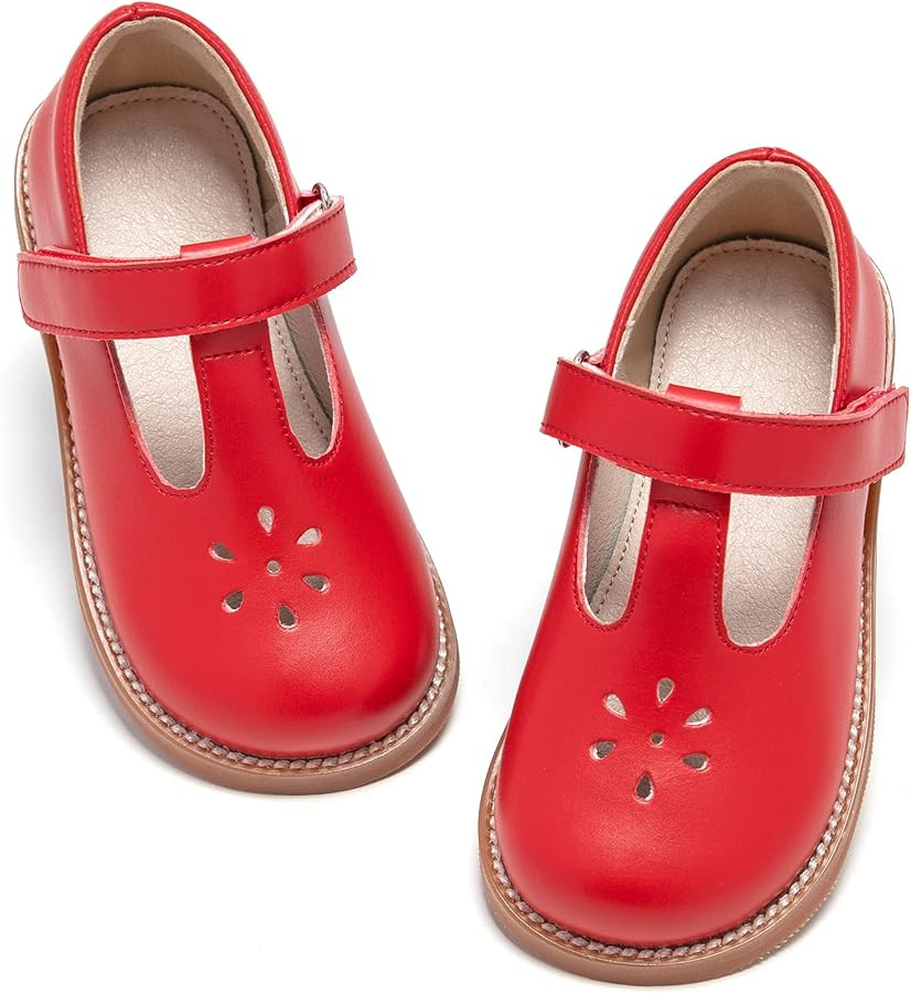 GINFIVE Toddler Little Girls Mary Janes Flats Girls Dress Shoes Kids Shoes | Amazon (US)