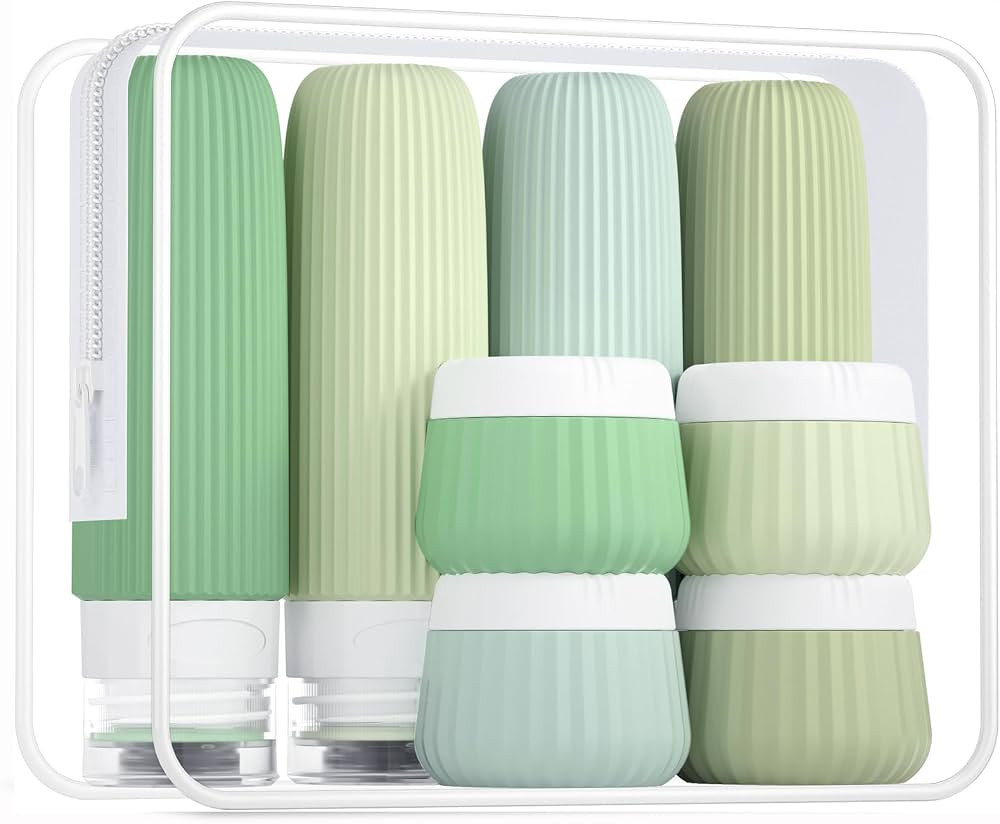 Travel Bottles 8 Pack, TSA Approved 3 oz Travel Containers with Clear Bag, Leak Proof Silicone Sq... | Amazon (US)