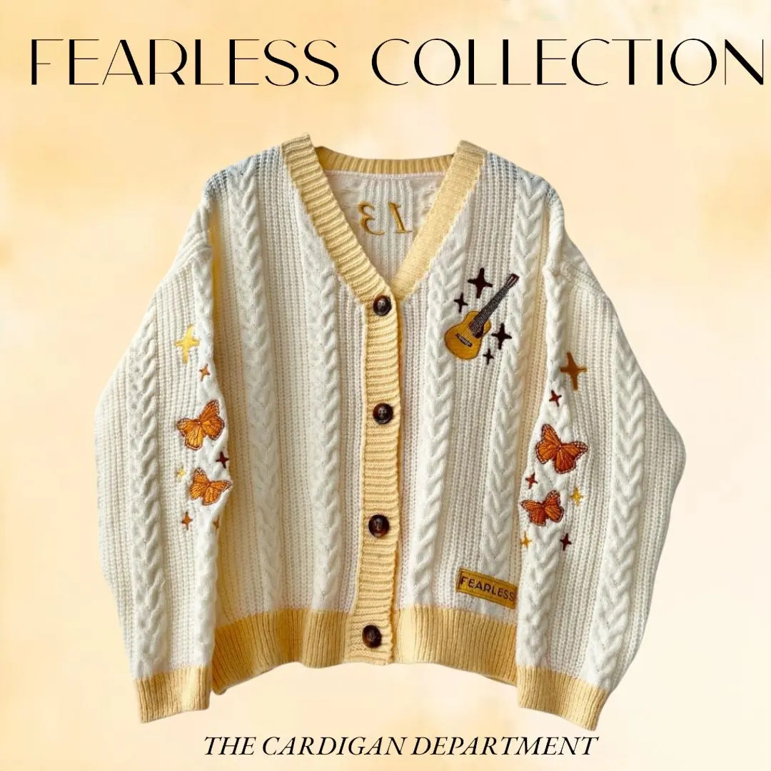 Fearless Cardigan Embroidered Butterflies, Folklore Cardigan Eras - Etsy | Etsy (US)