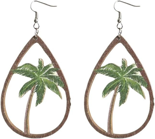 Handmade Boho Nature Wooden Mountain Dangle Drop Earrings Lightweight Wood Hollow Teardrop Hook E... | Amazon (US)