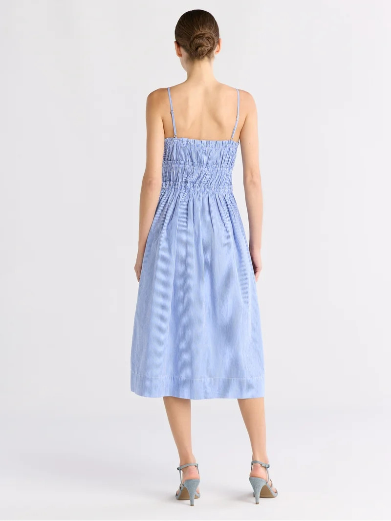 Free Assembly Women's Sleeveless Cotton Midi Dress with Bow Front, Sizes XS-XXL | Walmart (US)