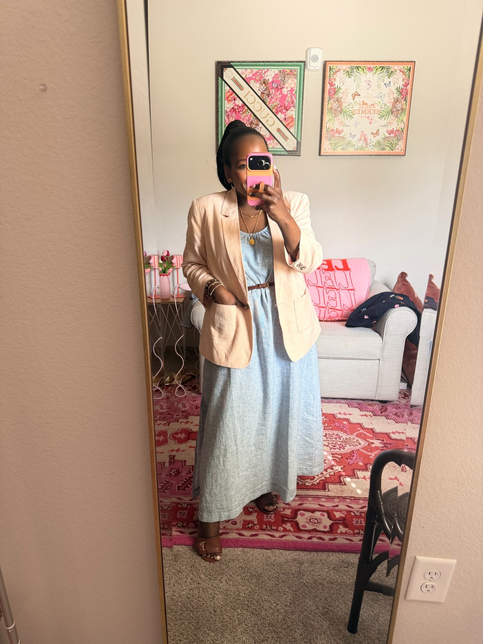 My #ootd for this office - love this LOFT linen chambray midi maxi, I styled it with a linen peach color blazer from Cato’s.

#LTKgrwm #LTKootd #LTKWorkwear