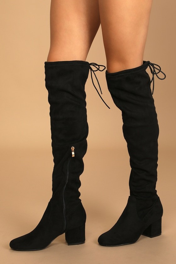 Di Black Suede Over the Knee Boots | Lulus