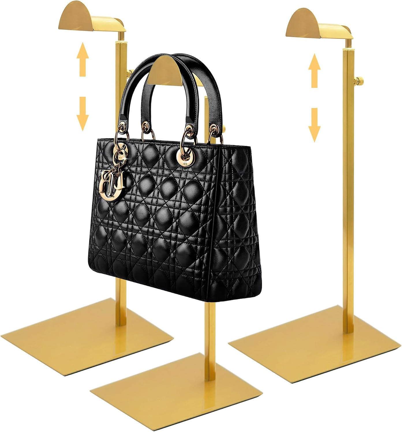 Royxen 3 Pack Purse Holder, Purse Display Stand with Adjustable Height, Bag Stands for Display, Stainless Steel Purse Rack for Bags Organizer (Gold) | Amazon (US)