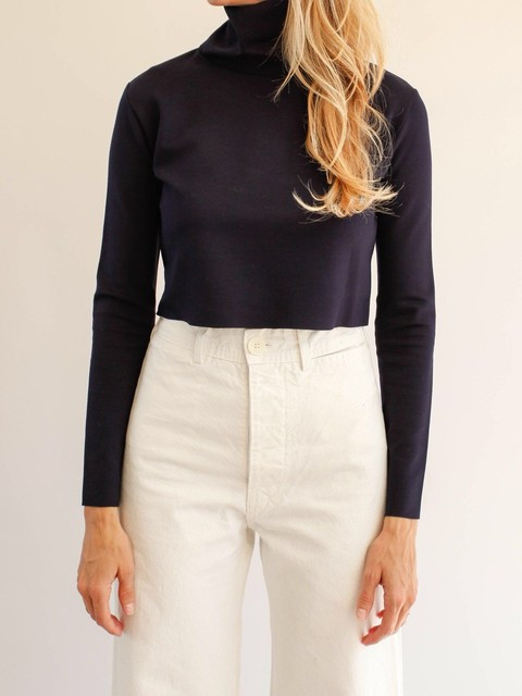 Jesse Kamm cropped Tortou turtleneck in olive green M/L | eBay | eBay US