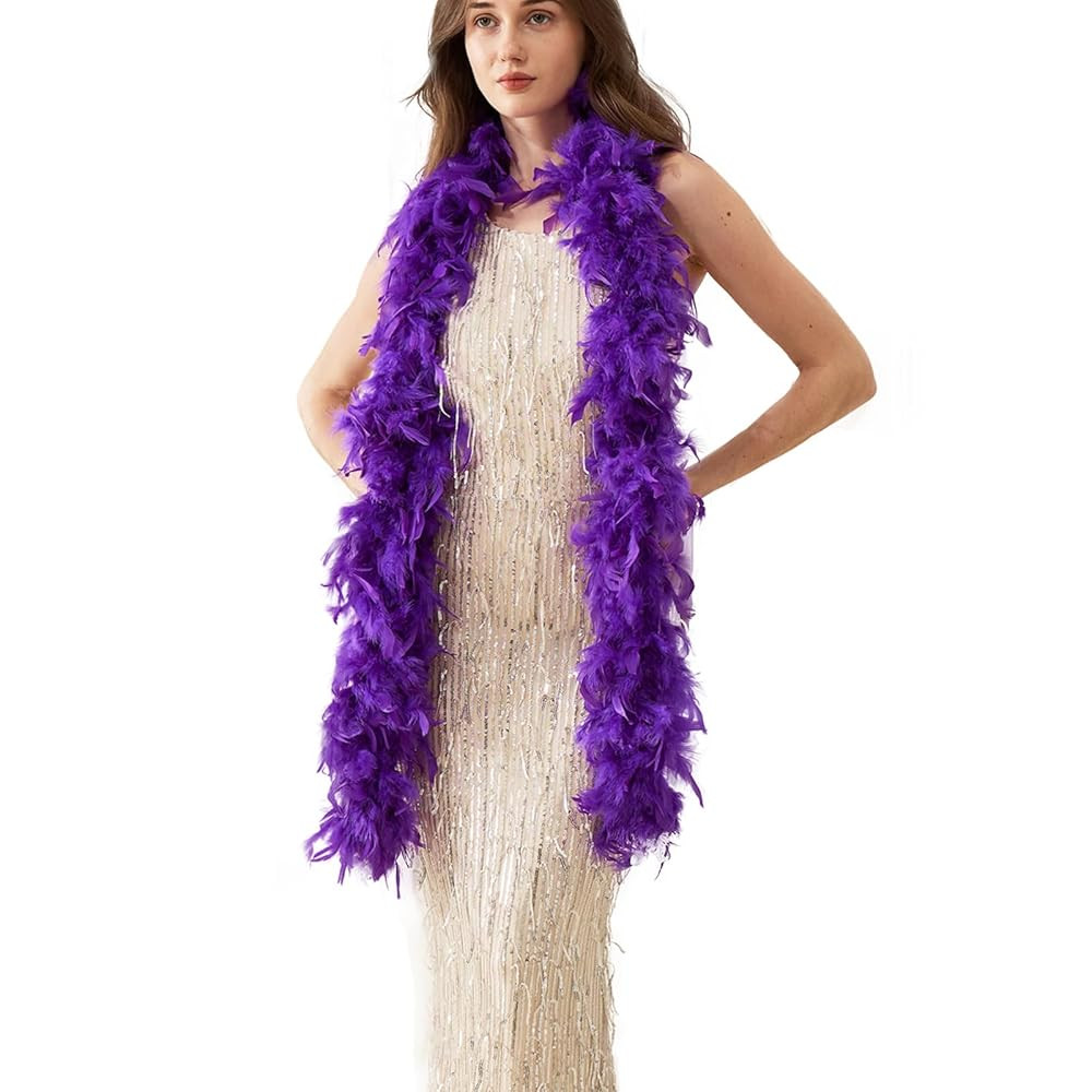 2 Yards 80g Turkey Chandelle Feather Boa for DIY Craft,Party Dancing Dress Up, Halloween Decorati... | Amazon (US)