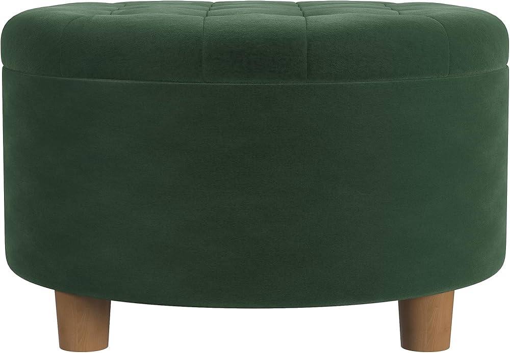 HomePop Home Decor | Large Button Tufted Velvet Round Storage Ottoman | Ottoman with Storage for ... | Amazon (US)
