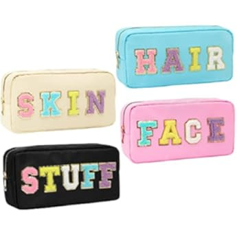 YogoRun Super Large Glitter Letters Patches Makeup Pouch Travel Cosmetic Pouch Makeup Bag Cosmetic B | Amazon (US)