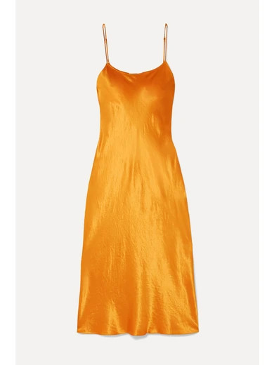 Hammered-satin midi dress | NET-A-PORTER (US)