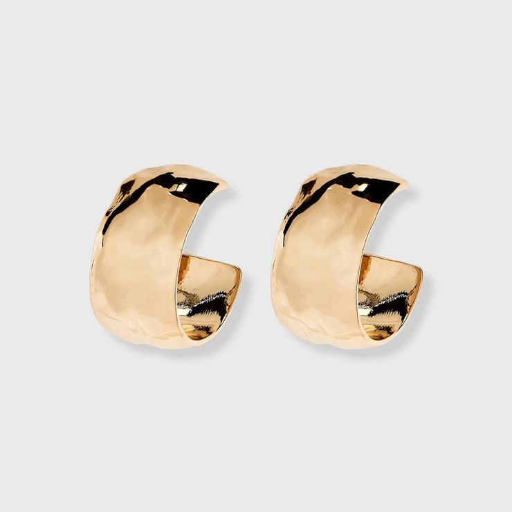 Organic Edge Hoop Earrings - A New Day™ Gold | Target