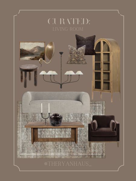Curated Amber Interiors inspired living room! 

Living room, loloi, found decor , vase, cabinets, chandelier, sconce, art, pillows, accent chair 