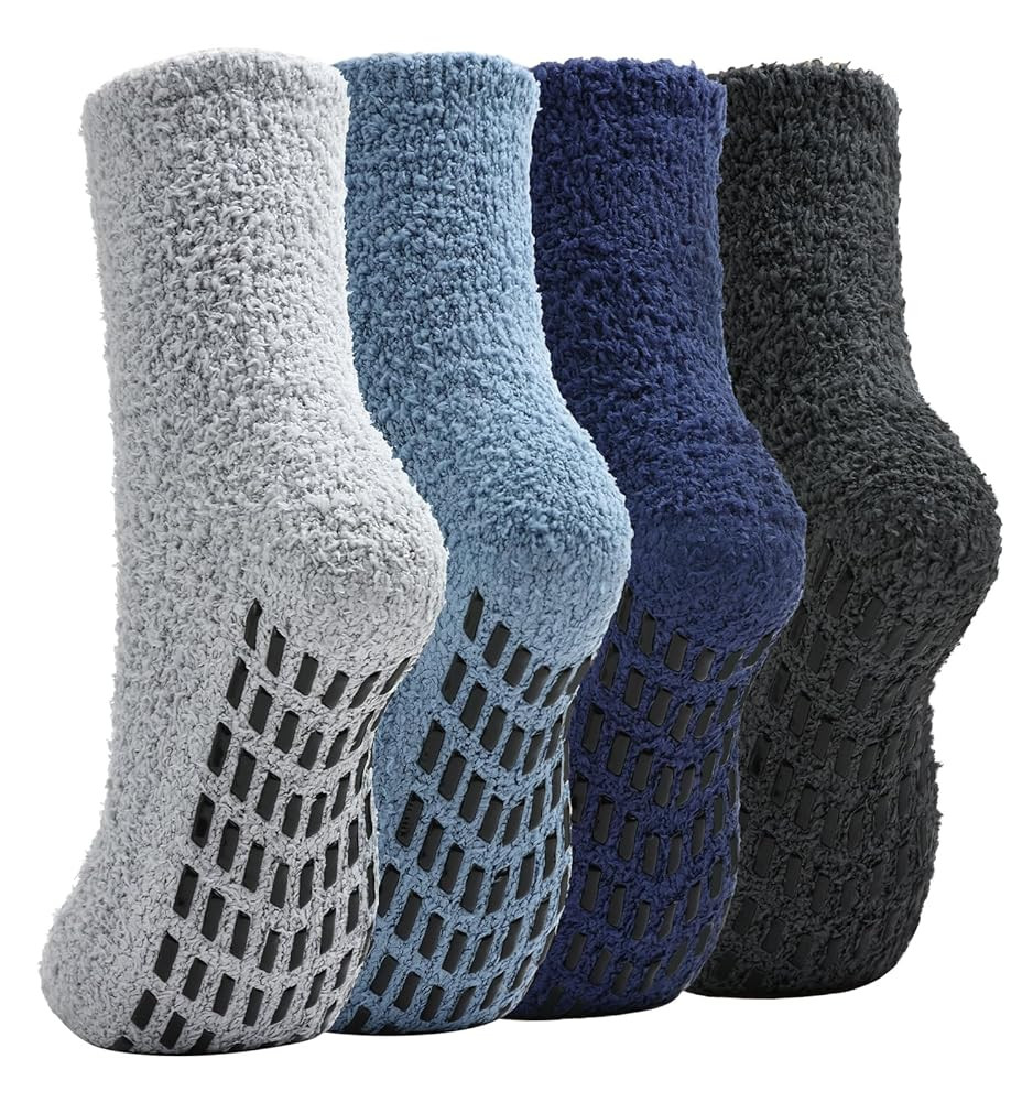 Slipper Socks for Women Men Grip Hospital Socks with Grips Fuzzy Non Slip Warm Womens Gifts | Amazon (US)