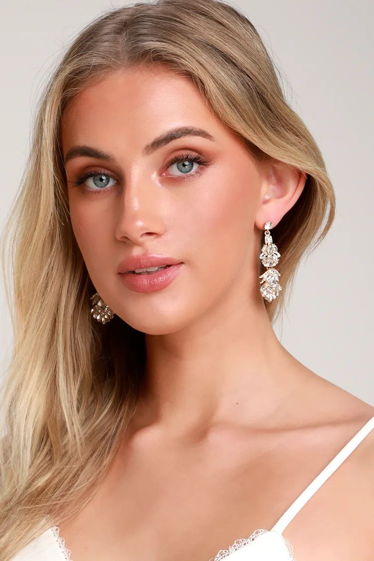 Special Moment Gold Rhinestone Earrings | Lulus (US)