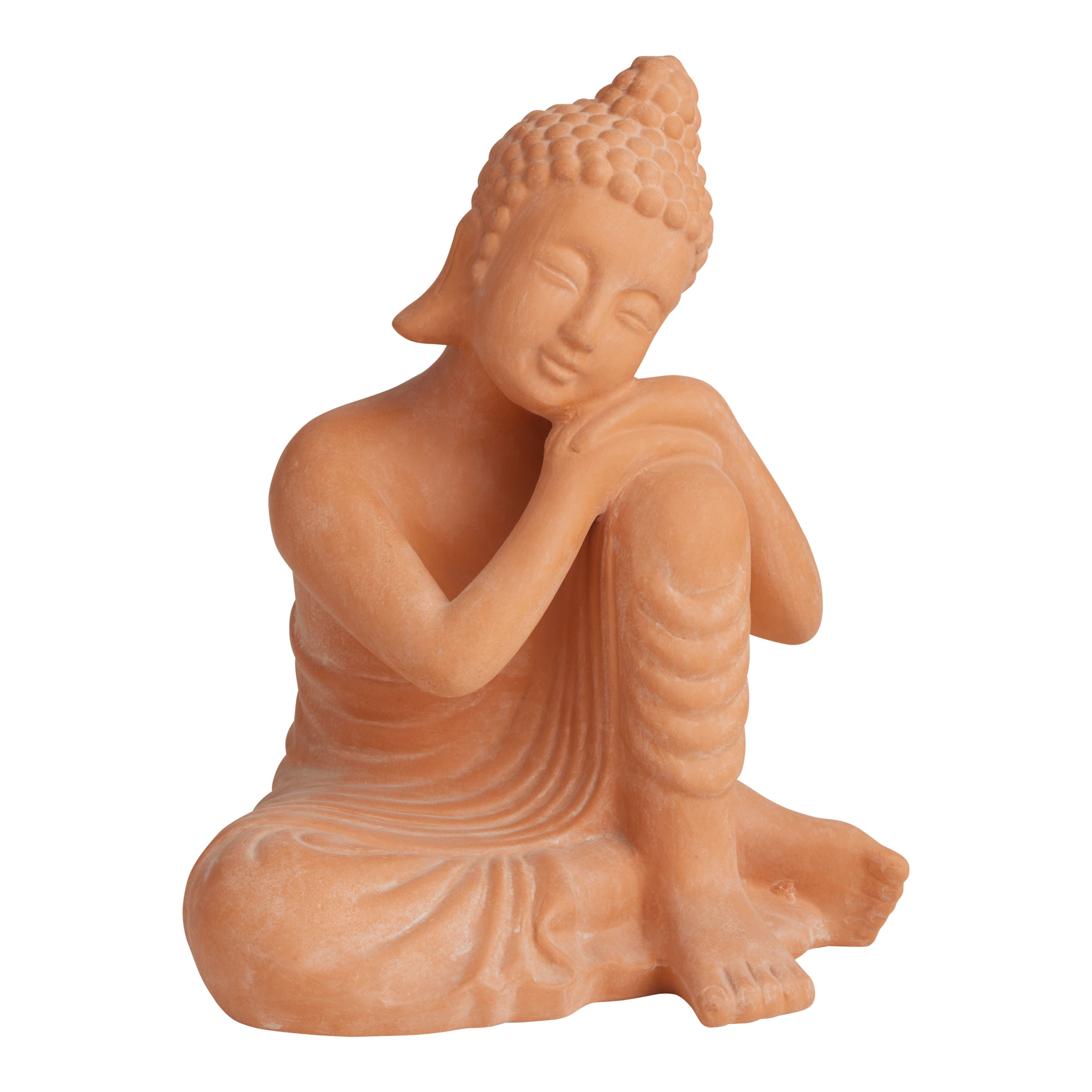 Whitewashed Terracotta Resting Buddha Outdoor Decor | World Market