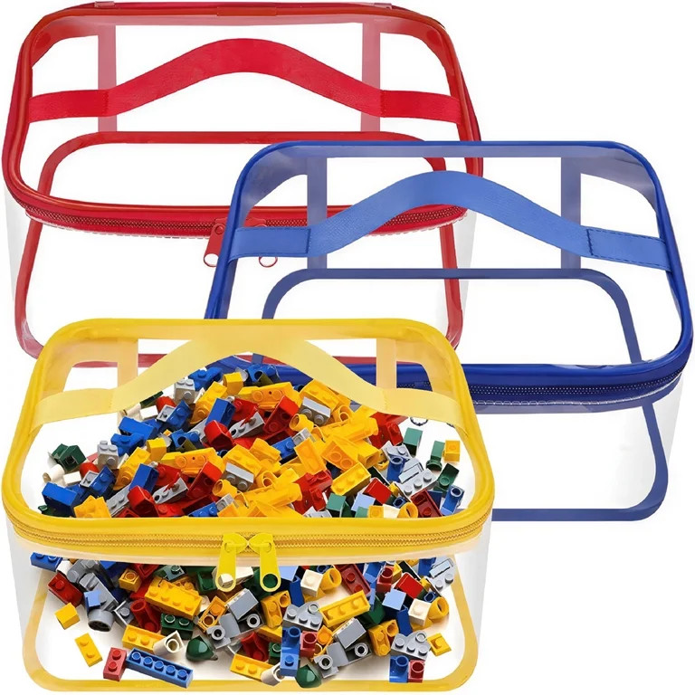 LAMIRO 3 Packs Clear Toy Storage Bags - 9.4x6.7x4.3 Inch Transparent PVC Toy Organizing Bags with... | Walmart (US)