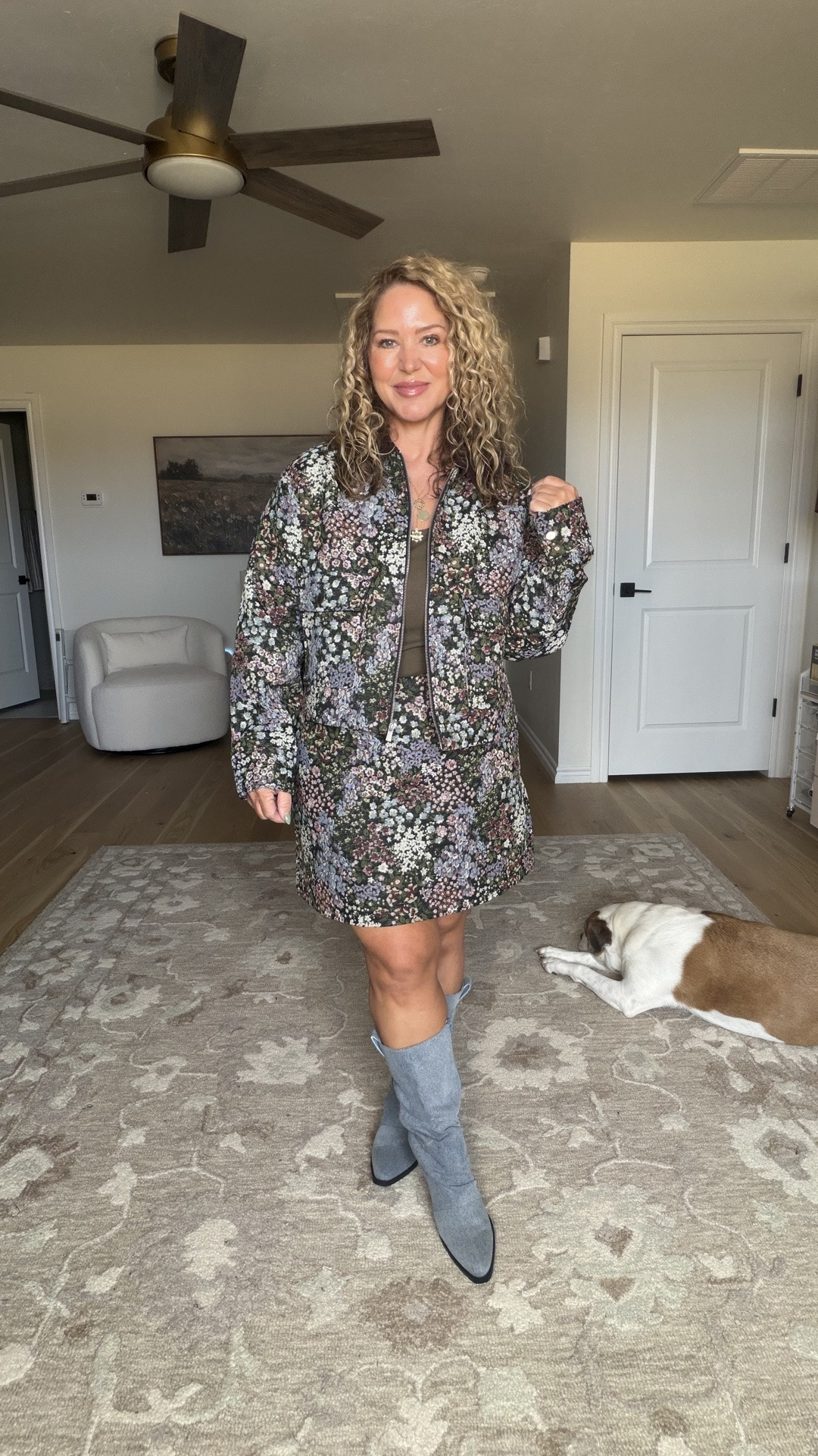 Size medium jacket
Size 12 skirt (prefer a 10) 
Boots tts and wide calf friendly 
@walmartstyle
#walmartpartner

#LTKOver40 #LTKMidsize #LTKPetite