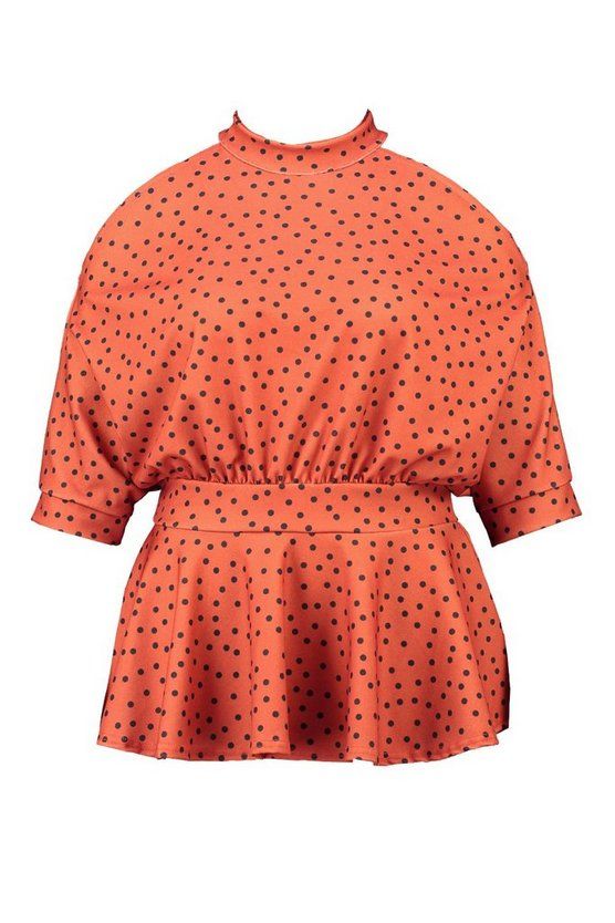 Plus Polka Dot Cold Shoulder Peplum | Boohoo.com (US & CA)