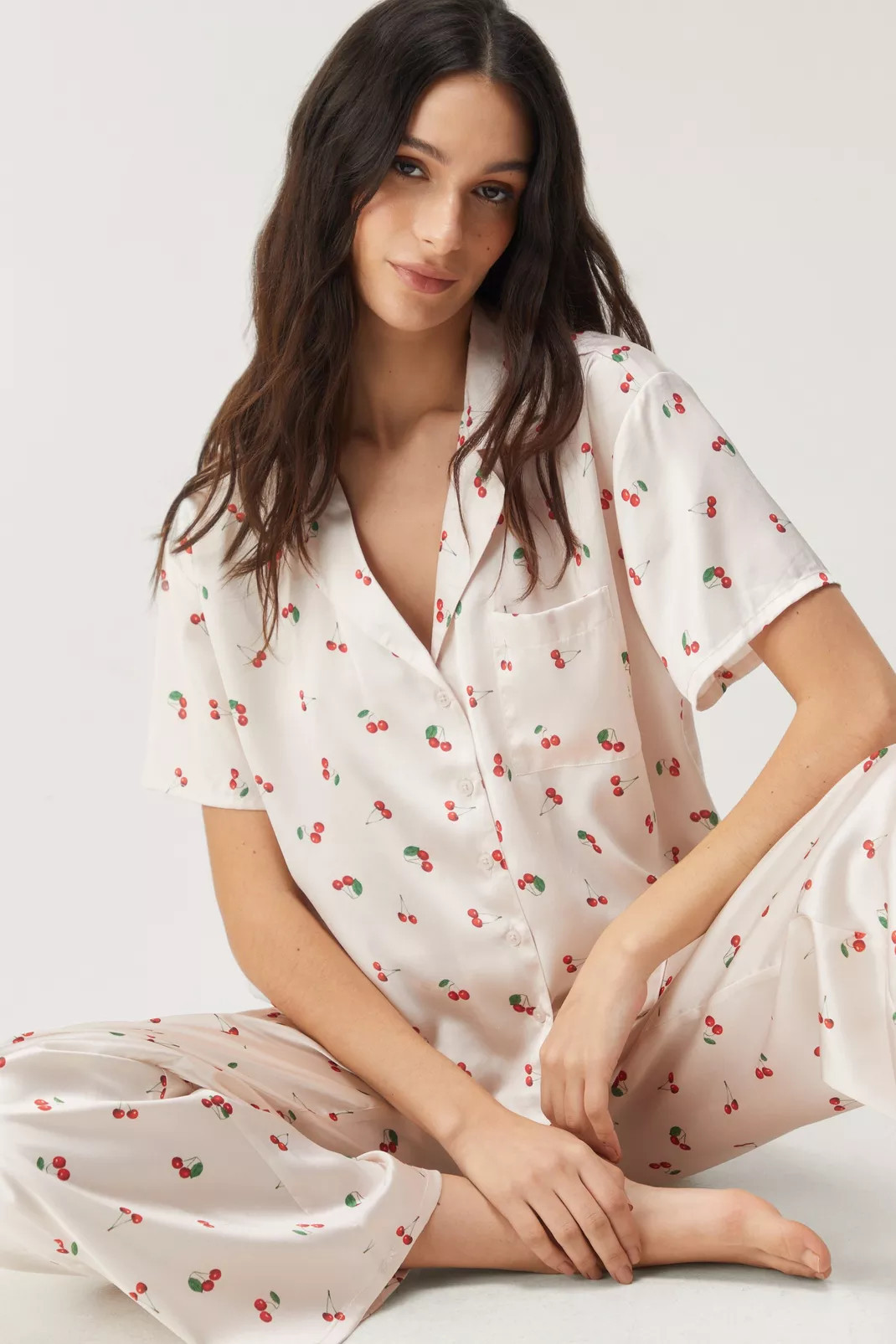 Satin Cherry Pajama Pants Set | Nasty Gal US